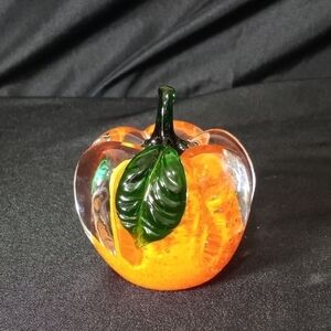 LENOX Autumn's Brilliance Pumpkin Art Glass Sculpture 2" - Paper Weight.
